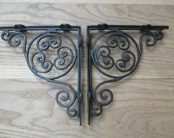 PAIR of JUBILEE  Cast iron antique old Rustic vintage retro scaffold shelf brackets Shelf Bracket ornate decorative fancy