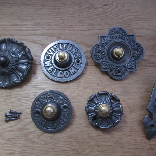 Cast iron Door Bell Push vintage Victorian Antique Hard wired Front Back Door Chime Press bell push button ANTIQUE IRON