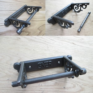 SCROLL cast iron Paper toilet roll holder rustic vintage antique ornate fancy old style roll holder loo wc holder