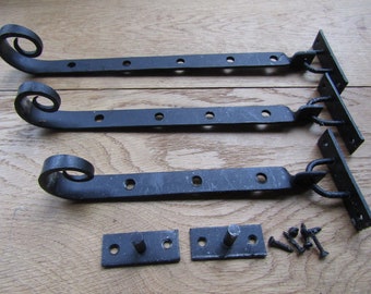 HAND FORGED Blacksmith Vintage wrought iron curly monkey tail window fittings rustic vintage window casement stay arm hook mortice fastener
