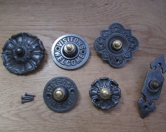 Cast iron Door Bell Push vintage Victorian Antique Hard wired Front Back Door Chime Press bell push button ANTIQUE IRON