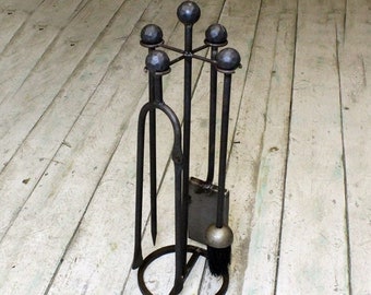 WINDSOR Hand Forged blacksmith vintage Rustic Fireside Fireplace Companion Tool Set Coal Log Fires antique iron