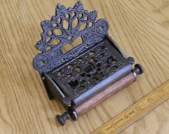 DECORATIVE LID cast iron toilet roll holder rustic vintage Edwardian antique ornate fancy old style roll holder loo wc holder Antique iron