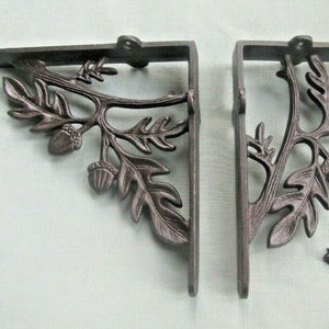 PAIR of ACORN Cast iron antique old Rustic vintage retro scaffold shelf brackets Shelf Bracket ornate decorative fancy