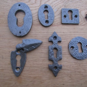 ANTIQUE IRON cast iron keyhole cover escutcheon key hole plate covered/ open Vintage/ victorian /Rustic/Gothic/Tudor