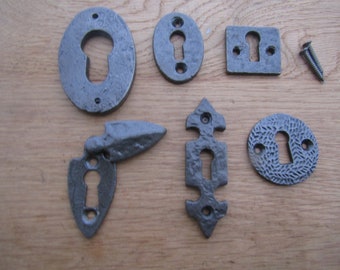 ANTIQUE IRON cast iron keyhole cover escutcheon key hole plate covered/ open Vintage/ victorian /Rustic/Gothic/Tudor