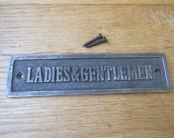 DAMAS Y CABALLEROS hierro fundido vintage rústico Decoración WC WC Lavabo letrero placa