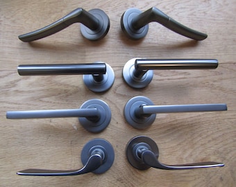 Pair Of  BLACK NICKEL Sprung internal lever on rose door handles lever latch door handles