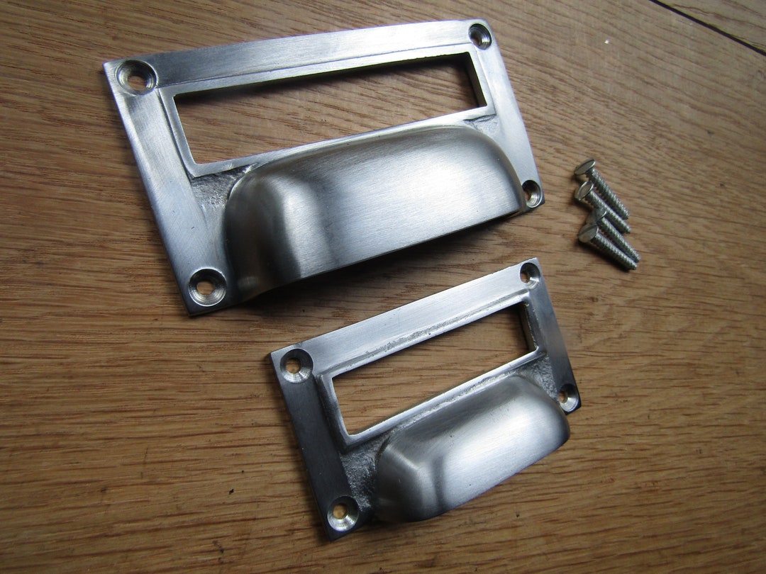 SATIN MATT CHROME Card Frame Holders Rustic Vintage Retro Drawer Plan ...