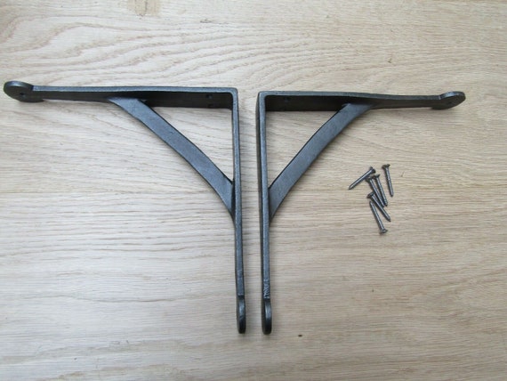 COPPIA Di Staffe Per Mensole In Ferro Rustico Ponteggio Antico Vintage 6" PENNY NERO Forca Terminale Ironbridge Vecchie Staffe Per Mensole Retrò - Foto 5