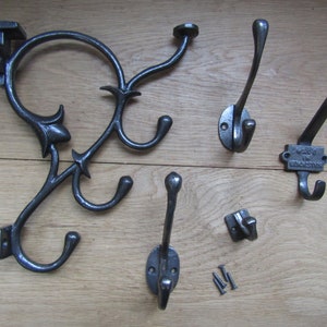 Pack of 5 Cast iron rustic vintage old style hat and coat hooks retro shabby chic industrial pegs OVER 130 DESIGNS to choose from