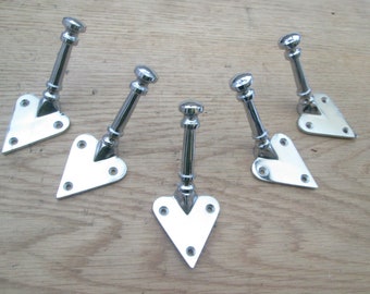 FUXXER - Set di 5 ganci antichi, appendiabiti, portasciugamani, ganci in ferro in ottone bronzo, vintage, casa di campagna retrò, ovale
