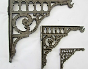 PAIR of ROMAN HOOK Cast iron antique old Rustic vintage retro scaffold shelf brackets Shelf Bracket Gallow style Antique iron