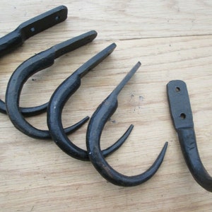 Pack of 5 MEAT J Hook Handforged Blacksmith rustic wrought iron hooks vintage old country iron hanging hooks cottage kitchen hand forged