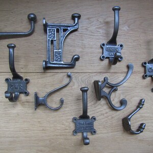 Pack of 5 Cast iron rustic vintage old style hat and coat hooks retro shabby chic industrial pegs OVER 130 DESIGNS to choose from