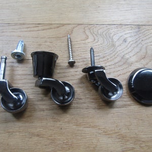 SOLID BRASS Vintage Victorian old retro traditional swivel castor wheel screw in/Grip neck peg/Cup caster/Bolt in fix castor  Black nickel
