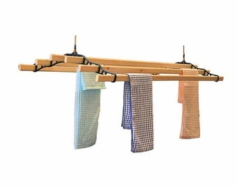 6 LATH VICTORIAN Vintage Cottage kitchen ceiling mounted Creel Clothes horse airer dryer rack laundry traditional pulley airer In 3 COLOURS