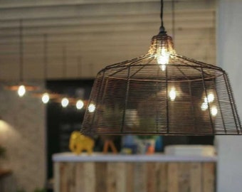 LARGE 20 inch Metal Wire light shade industrial rustic Vintage Retro Old ceiling pendant light Shade Dome Pendant Light Shade