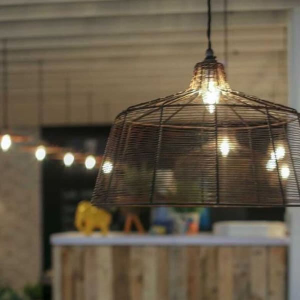 LARGE 20 inch Metal Wire light shade industrial rustic Vintage Retro Old ceiling pendant light Shade Dome Pendant Light Shade