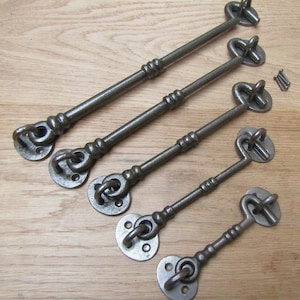 KNOTTED ANTIQUE IRON cast iron Rustic old english ornate Cabin Hook & Eye Door holder Latch Lock door holder