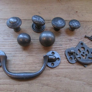 CAST IRON Antique iron Kitchen furniture cabinet cupboard drawer pull handles knobs rustic vintage retro upcycle restoration