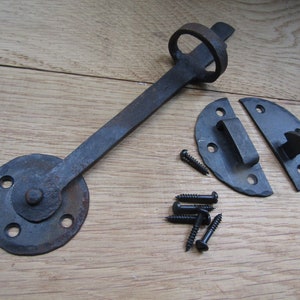 Hand forged GOTHIC BLACKSMITH wrought iron cupboard door latch old rustic retro vintage style door lock latch image 2