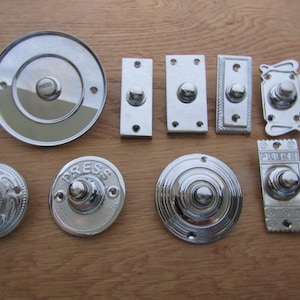 SOLID BRASS Door Bell Push vintage Victorian Antique Hard wired Front Back Door Chime Press bell push button