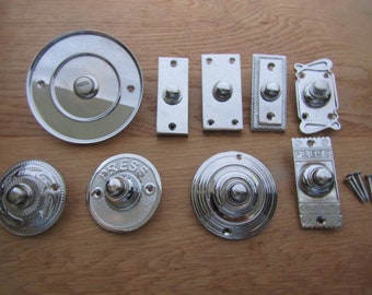 SOLID BRASS Door Bell Push vintage Victorian Antique Hard wired Front Back Door Chime Press bell push button