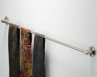 METAL TIE RAIL Hanger Bedroom Wardrobe Door Hanging Bar Storage Rack Belt Scarf Retro old style Antique brass/brass/chrome/black
