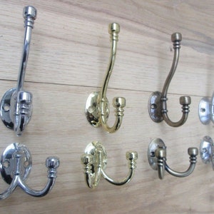 PACK OF 5 BALLEND Metal hat and coat hooks Modern coat hanging hook pegs Double robe hooks