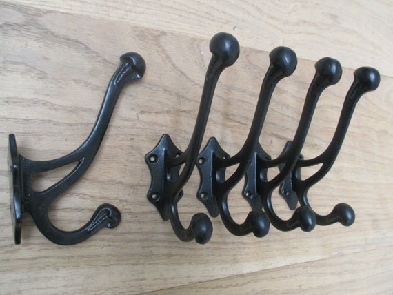 Pack Of 5 LINCOLN Cast iron Rustic hat and coat hooks vintage retro old  antique hanging hooks pegs BLACK ANTIQUE