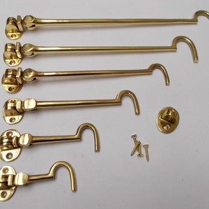 PLAIN VICTORIAN SOLID Brass old english Cabin Hook & Eye Door holder Latch Lock door holder