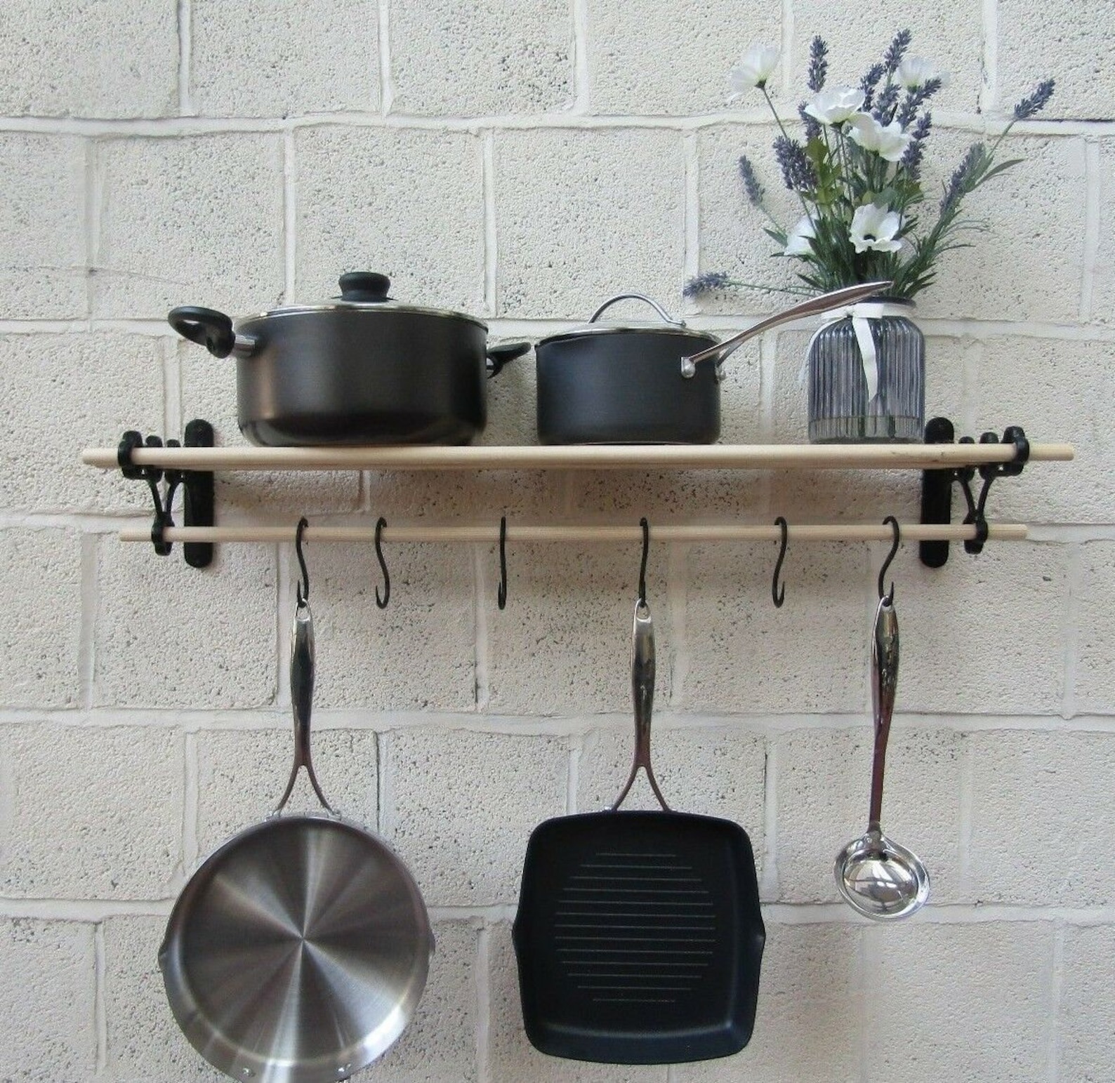 BLACK ANTIQUE Traditional Country Kitchen Shelf Pot Pan Rack - Etsy