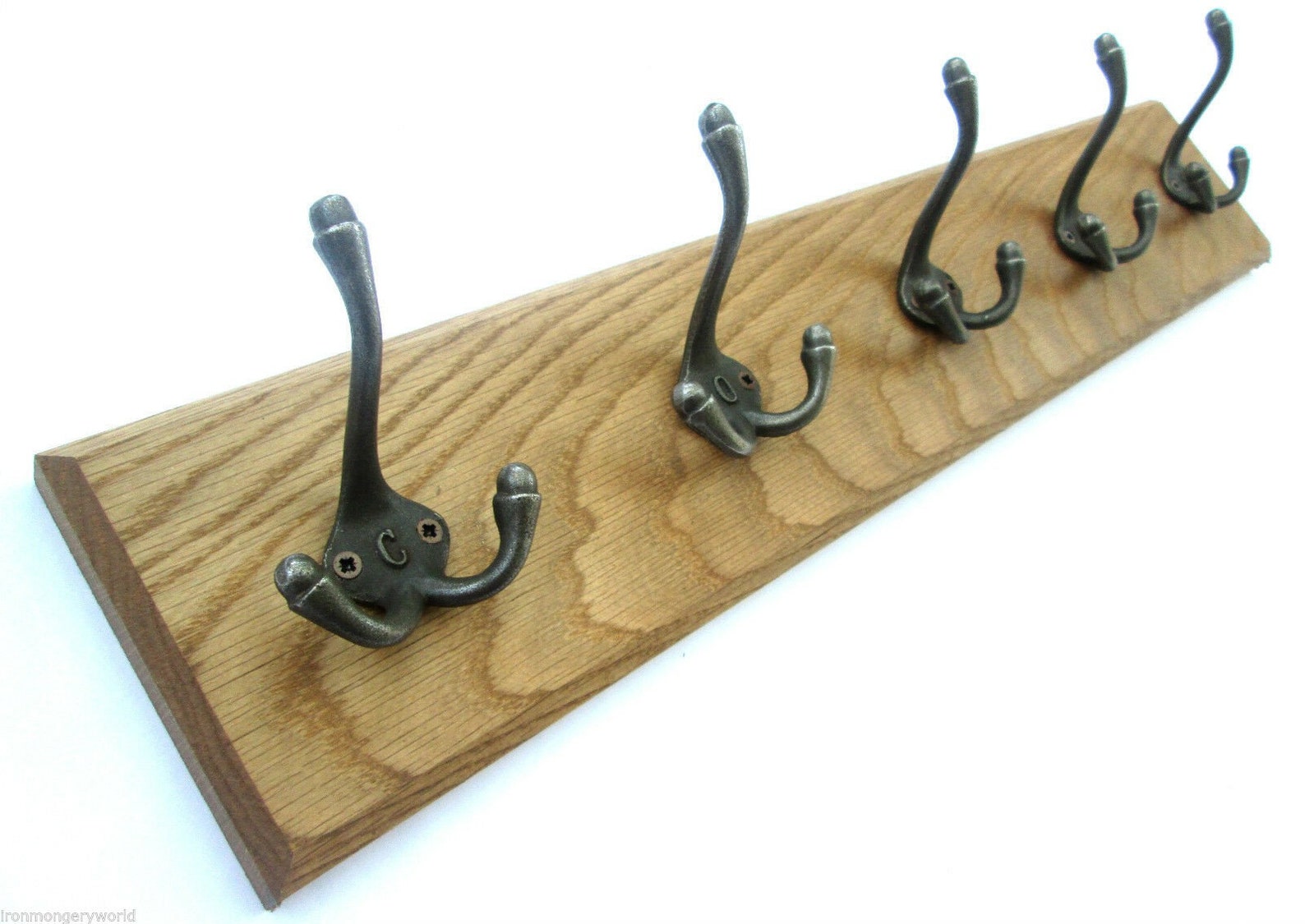UK Handmade Solid Oak Wood Rustic Wooden Wall Mounted Hat and Coat Hook ...
