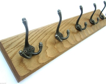 UK Handmade Solid Oak Wood Rustic Wooden Wall Mounted Hat and Coat Hook Rail Rack Hanger Coat Rail A to Z LETTER alphabet hooks