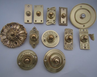 SOLID BRASS Door Bell Push vintage Victorian Antique Hard wired Front Back Door Chime Press bell push button