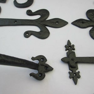 Cast Iron Door Hinges & Thumb Latch Set - Vintage Tudor Gothic