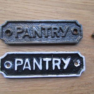 PANTRY Rustic cast iron Wall door sign plaque emblem vintage victorian antique old style Period Plaque Metal