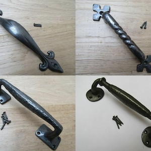 ANTIQUE IRON Cast iron Door Pull Handle rustic vintage old English country cottage Barn Stable Internal d handles