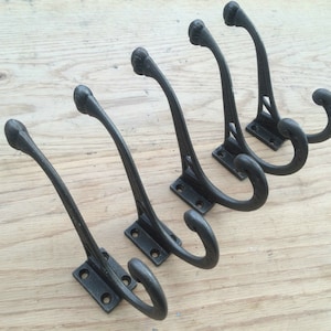 Pack Of 5 EDWARDIAN Cast iron Rustic hat and coat hooks vintage retro old antique hanging hooks pegs ANTIQUE IRON