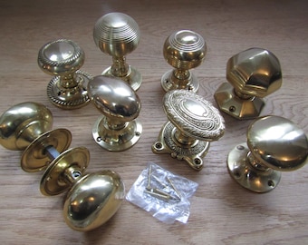 POLIERTE MESSING Messing Türknäufe Felge Schloss Türgriffe Klassisch Retro Antik Vintage traditioneller Türgriffe Restaurierung