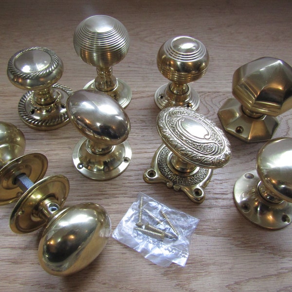 POLIERTE MESSING Messing Türknäufe Felge Schloss Türgriffe Klassisch Retro Antik Vintage traditioneller Türgriffe Restaurierung