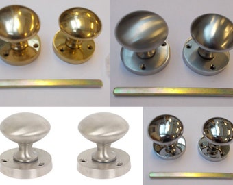 Par de pomos y tiradores para puertas con palanca de embutir con resorte de latón macizo VICTORIANO, de latón pulido, cromado, níquel satinado y cromado