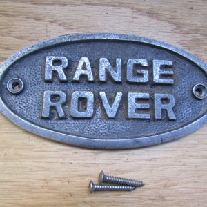 Placa de aviso para porta de parede rústica vintage de ferro fundido RANGE ROVER acabamento em ferro antigo