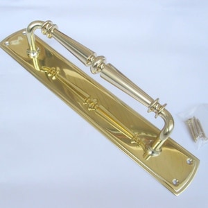 15 &quot;Regency Pull Handle Auf Platte Massiv Messing Verzierten viktorianischen Vintage alten Retro Pub Café Hotel traditionellen Türgriff Messing poliert