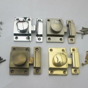 SOLID BRASS Cupboard Turn Latch Catch Knob showcase Cabinet Door Latch Rim Lock old Vintage style door catch thumbturn