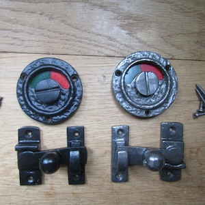 CAST IRON WC Vacant, Engaged Toilet Bathroom door lock Latch Indicator bolt traditional vintage door bolt old rustic scroll lock latch bolt
