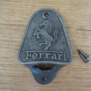 FERRARI Italian super sports Car cast iron rustic vintage wall mounted beer soda bottle opener Great Item for Bar, Kitchen or Patio