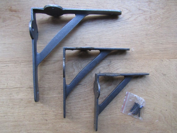 COPPIA Di Staffe Per Mensole In Ferro Rustico Ponteggio Antico Vintage 6" PENNY NERO Forca Terminale Ironbridge Vecchie Staffe Per Mensole Retrò - Foto 2