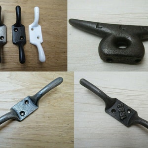 CLEAT HOOK cast iron rustic old victorian style Airer Boat Blind Washing Line Roman Cord Rope Tie Down